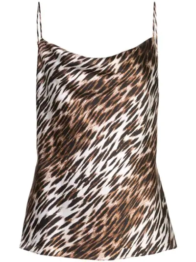 L Agence Kay Draped Leopard-print Silk-georgette Camisole In Black Multi