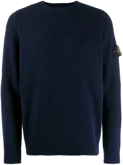 Stone Island Compass Badge Sweater In Blue