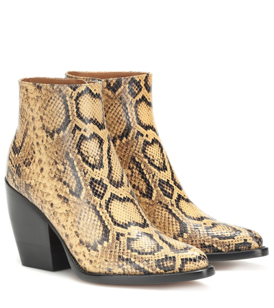 Chloé Rylee Snake-effect Leather Boots In Animal Print