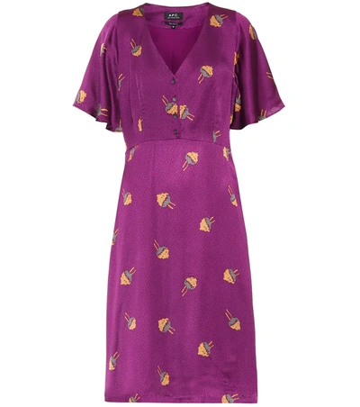 A.p.c. Lavinia Jacquard Dress In Purple