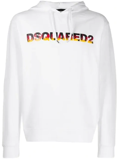 Dsquared2 Multicoloured Logo Hoodie In White