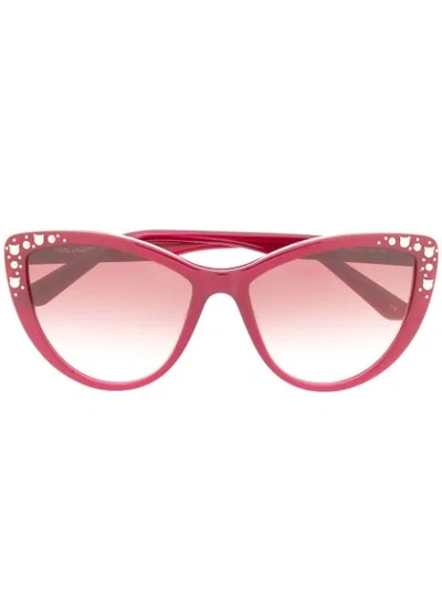 Karl Lagerfeld Choupette Rocky Stud Sunglasses In Red