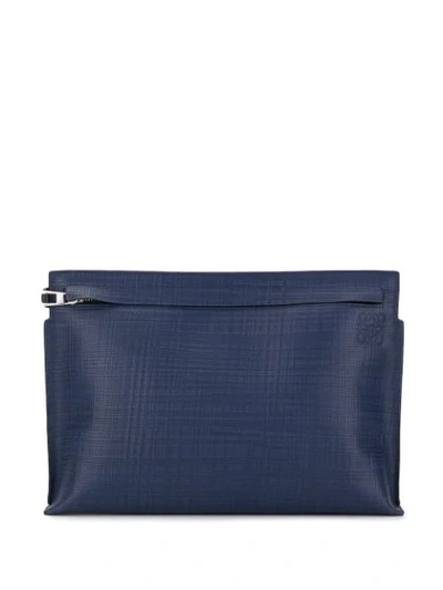 Loewe Textured Check Pattern Clutch In Blue