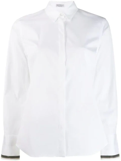 Brunello Cucinelli Embellished Cuff Shirt In White