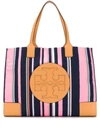 Tory Burch Striped Tote In Blue