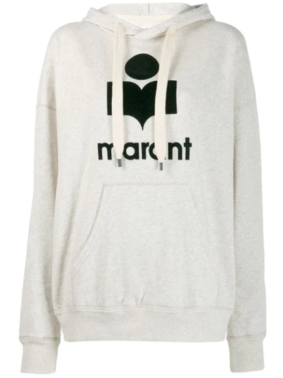 Isabel Marant Étoile Logo Drawstring Hoodie In White