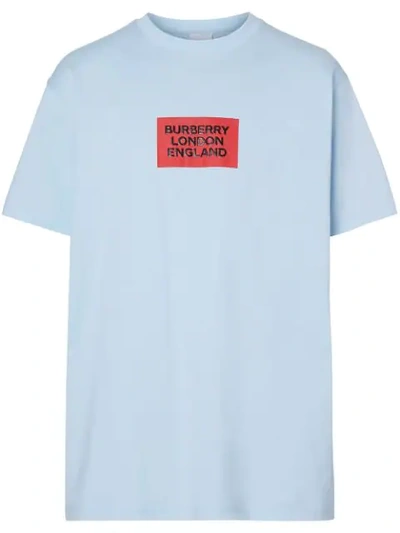 Burberry Box Logo-print Cotton-jersey T-shirt In Pale Blue