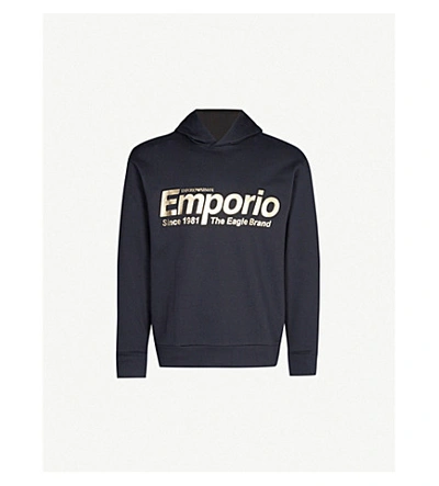 Emporio Armani Flash Logo-print Cotton-blend Jersey Sweatshirt In Black
