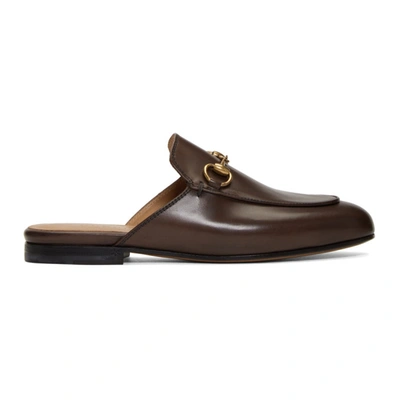 Gucci Women's Princetown Leather Slipper In Brown
