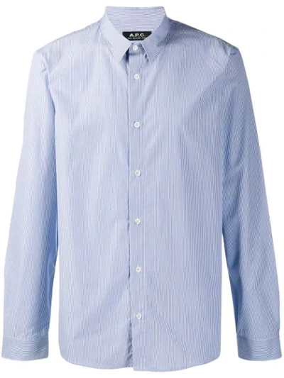 Apc Chemise Hector Stripe Poplin Button-up Shirt In Blue