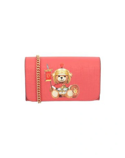 Moschino Handbags Roman Teddy Bear Flat Clutch W/wristlet In Red