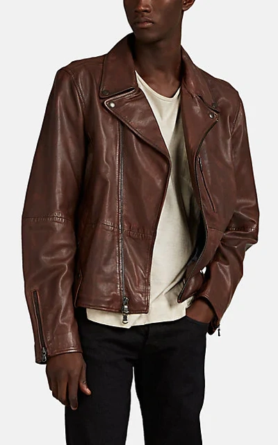 John Varvatos John Vavatos Star Usa Nubuck Leather Moto Jacket In Chestnut