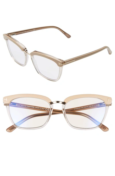 Tom Ford Cat-eye Transparent Acetate Optical Frames In Shiny Pink/clear Blue Light