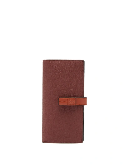 Loewe Vertical Large Grained-leather Wallet In Wine/burnt Orange