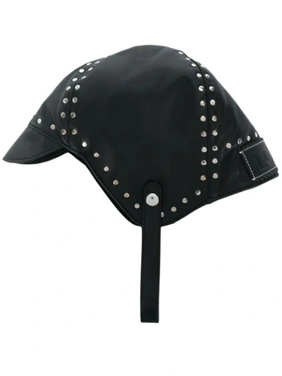 Loewe Studded Leather Driving Hat In Black