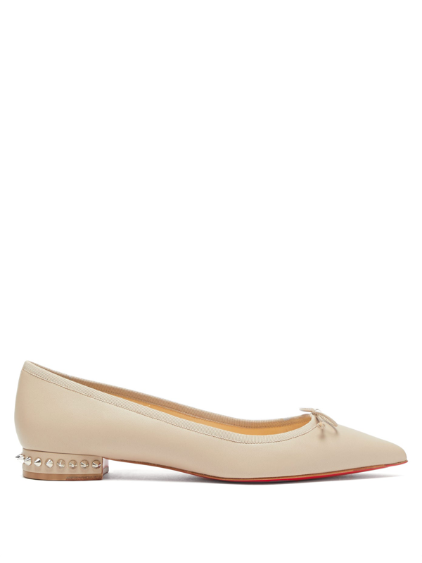Christian Louboutin Hall Spike-embellished Leather Ballet Flats In 