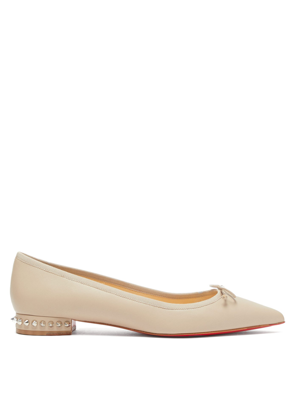 Hall Spike-embellished Leather Ballet Flats In Beige Hall Spike-embellished Leather Ballet Flats In Beige