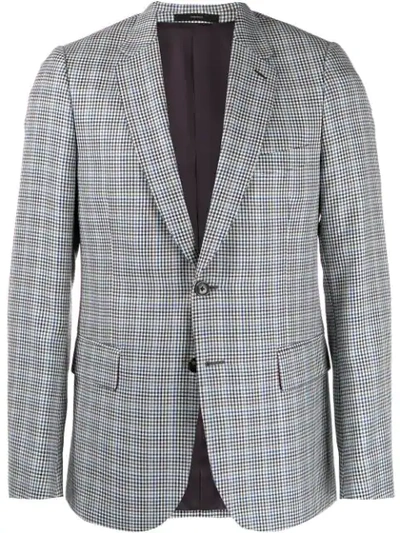 Paul Smith Single-breasted Houndstooth Wool-blend Blazer In Blue