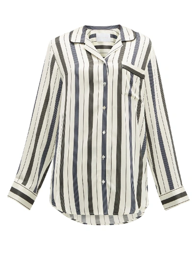 Asceno Striped Silk-charmeuse Pyjama Shirt In Ecru
