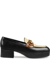 Gucci Leather Platform Loafer With Horsebit In Black