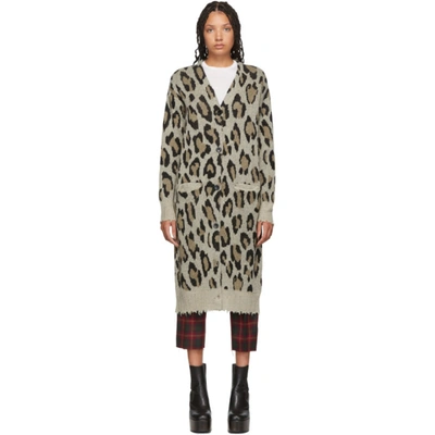 R13 Long Leopard Intarsia Cashmere Cardigan In Brown