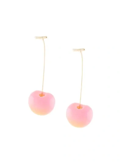 E.m. Tonal Pendant Earrings In Pink