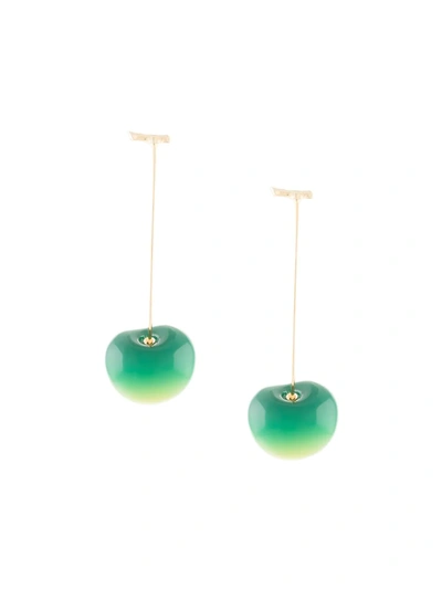 E.m. Cherry Pendant Earrings In Green