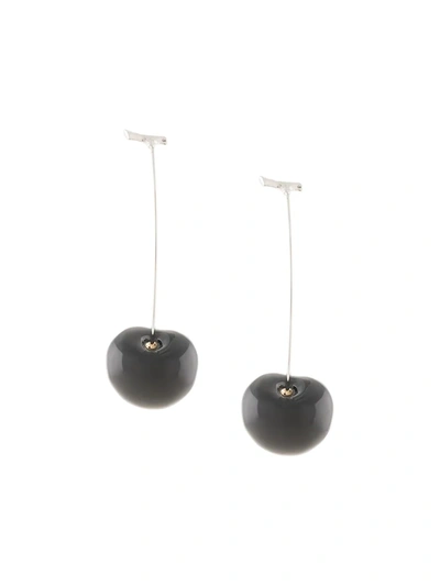 E.m. Cherry Pendant Earrings In Black