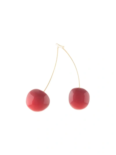 E.m. Cherries Pendant Earring In Red