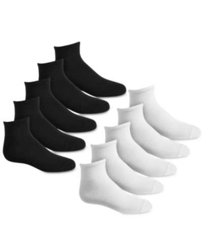 Hue Women's 10 Pack Quarter Athletic Socks In Black/white