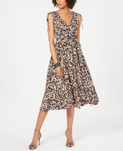 Julia Jordan Leopard Print Midi Dress In Tan Multi