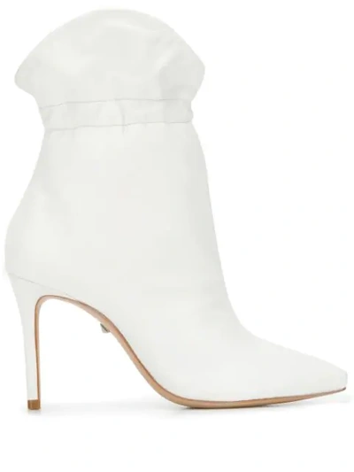 Schutz Dira High Heels Ankle Boots In White Leather