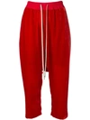 Rick Owens Cropped Track Pants In Red