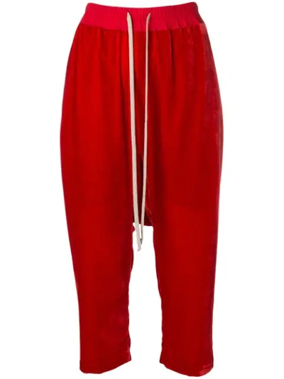 Rick Owens Cropped Track Pants In Red