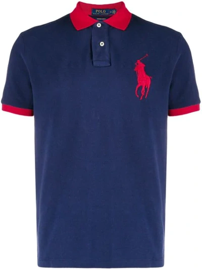 Polo Ralph Lauren Navy Short-sleeve Custom Slim Fit Pony Shirt In Blue