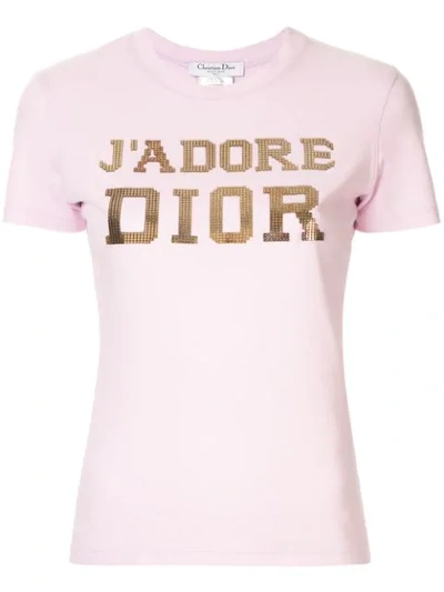Dior Christian J'adore Embellished T-shirt - Purple | ModeSens