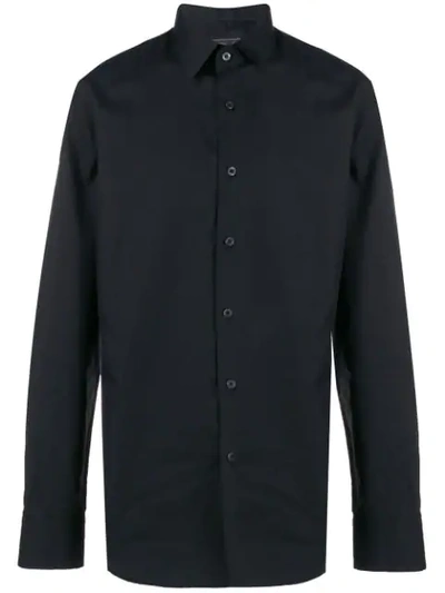 Prada Embroidered Logo Shirt In Black