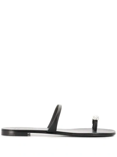 Giuseppe Zanotti Ring Flat Sandals In Black