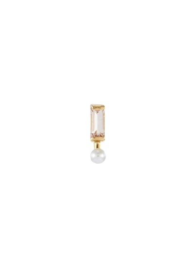 Aliita Gemstone Pearl 9k Yellow Gold Drop Single Earring In Multi-colour