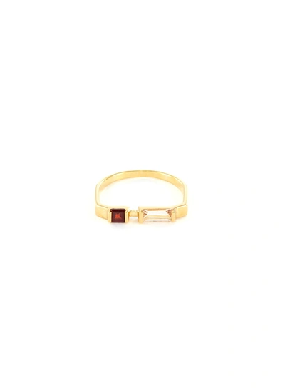 Aliita 'linea Compuesta' Gemstone 9k Yellow Gold Ring In Metallic