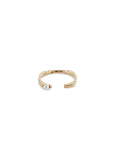 Aliita 'aro Escondida' Pearl 9k Yellow Gold Open Ring In Metallic