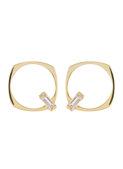 Aliita 'aro' Gemstone 9k Yellow Gold Hoop Earrings In Metallic