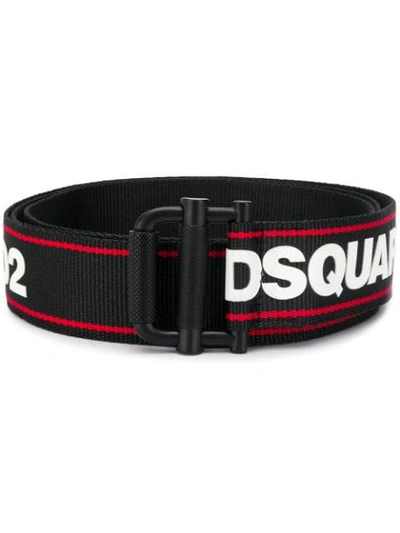 Dsquared2 40mm Logo Tape Tech Canvas Belt In Black