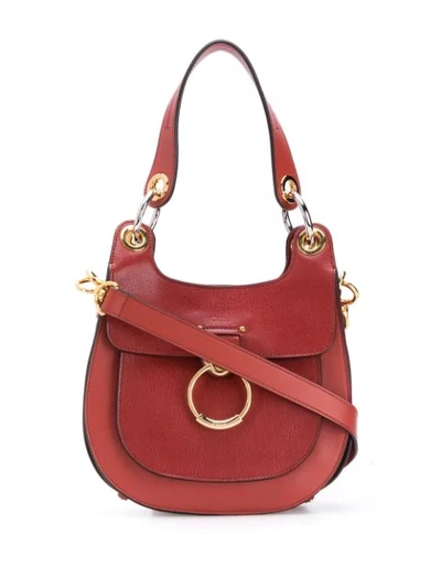 Chloé Small Tess Leather Shoulder Bag In Sepia Brown