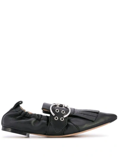 Chloé Roy Fringed Leather Loafers In Black