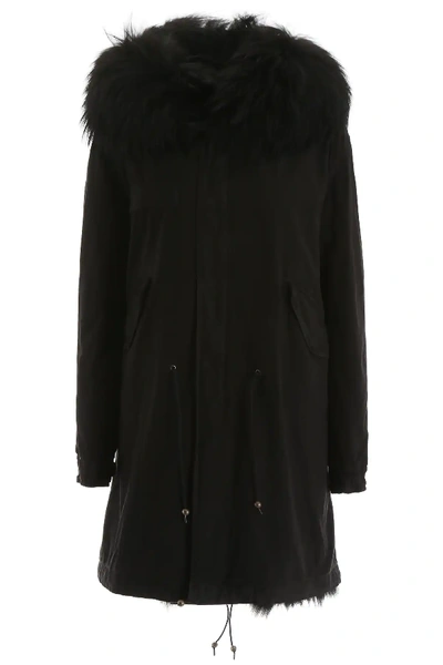 Mr & Mrs Italy Long Parka With Fur In Black