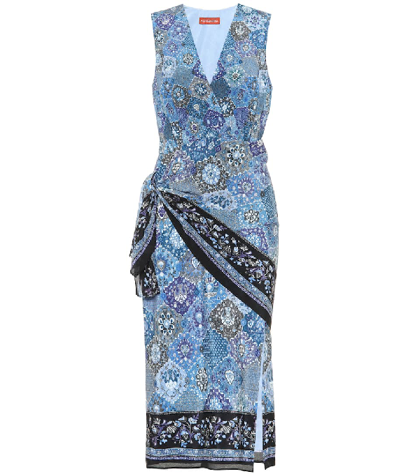 Altuzarra Sade Wrap-effect Printed Silk Crepe De Chine Dress In Blue ...