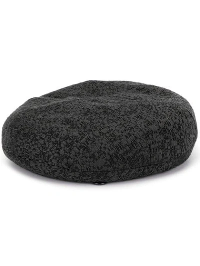 Maison Michel Jacquard Printed Beret In Grey