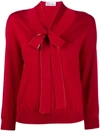 Red Valentino Pussy Bow Knitted Sweater In Red