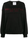 Philosophy Di Lorenzo Serafini Red Glitter Embellished Logo Sweater In Black